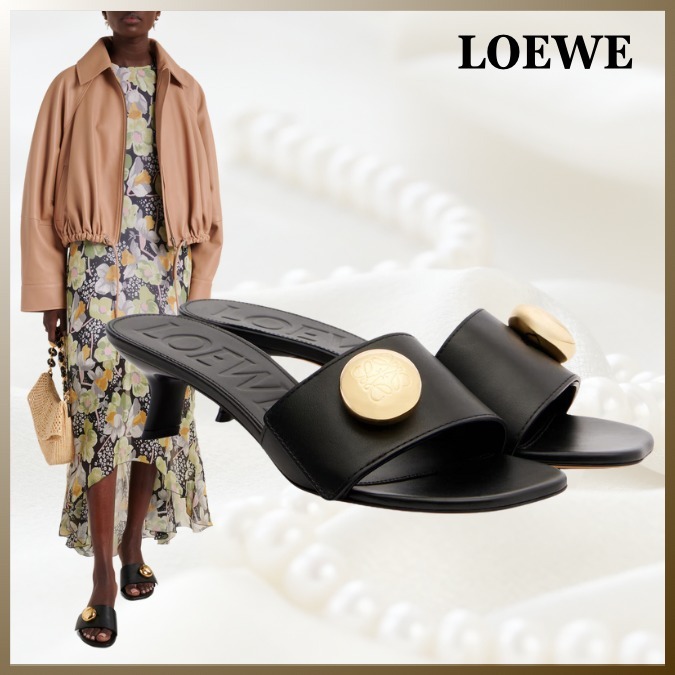 LOEWE ロエベ ロゴ ペブル 45 レザーミュール サンダル
