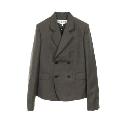 LOEWE☆関税込☆ギャザー入コットン＆シルク混ツイルジャケット ドレープ ジャケット（コットン&シルク） ブラック - LOEWE