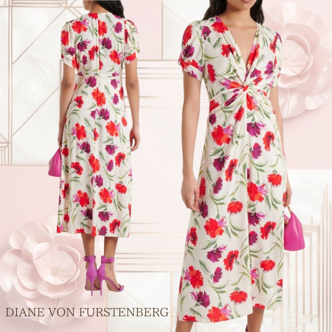【DIANE von FURSTENBERG】上品♪クラークの花柄ミディドレス