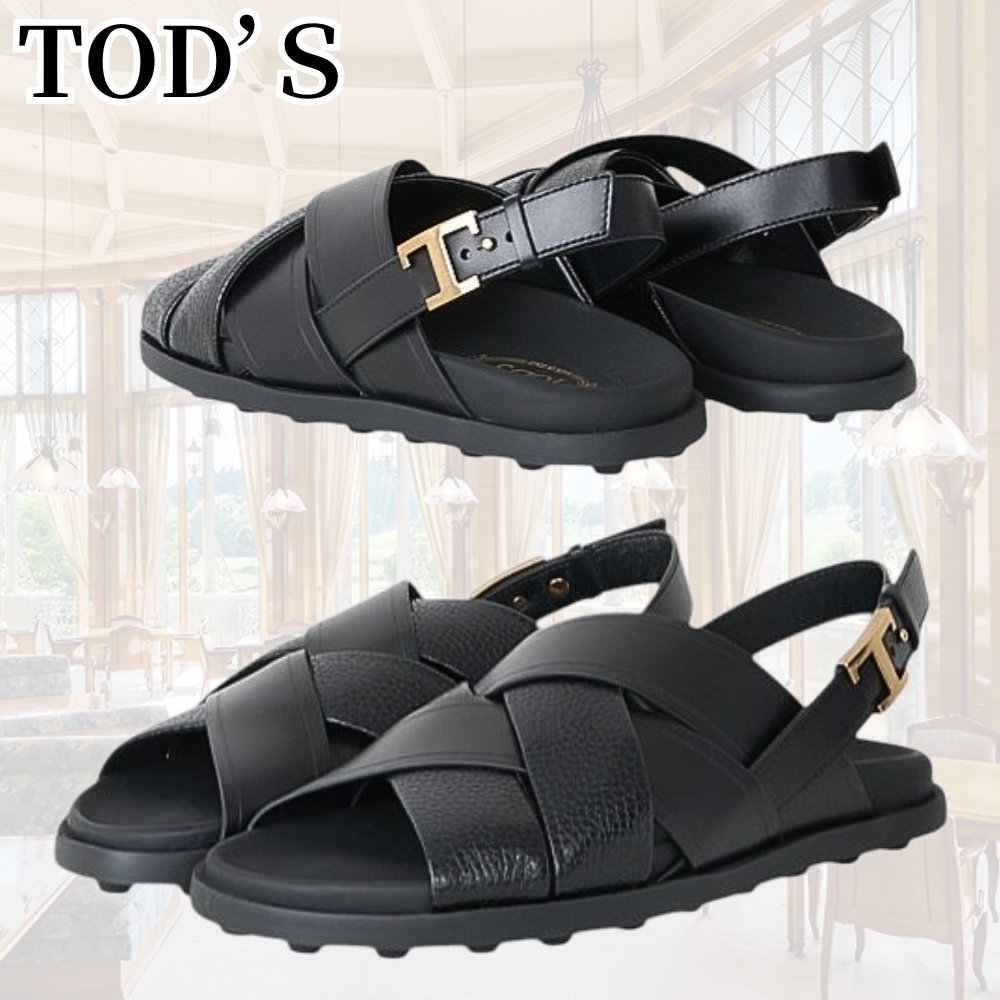 TOD'S*スタイルを引き立てる一足*ブラック レザー サンダル