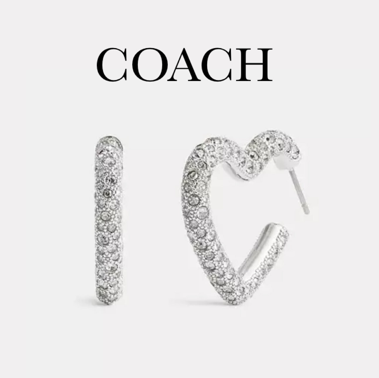 ギフトにも♪ COACH パヴェ ハート フープ ピアス