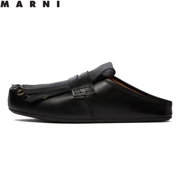 MARNI マルニ フリンジレザーサボサンダル ブラック