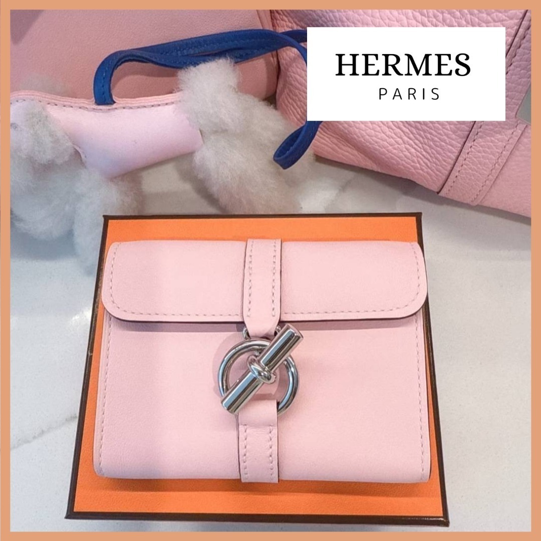 【淡いカラーが美しい】HERMES コンパクト財布