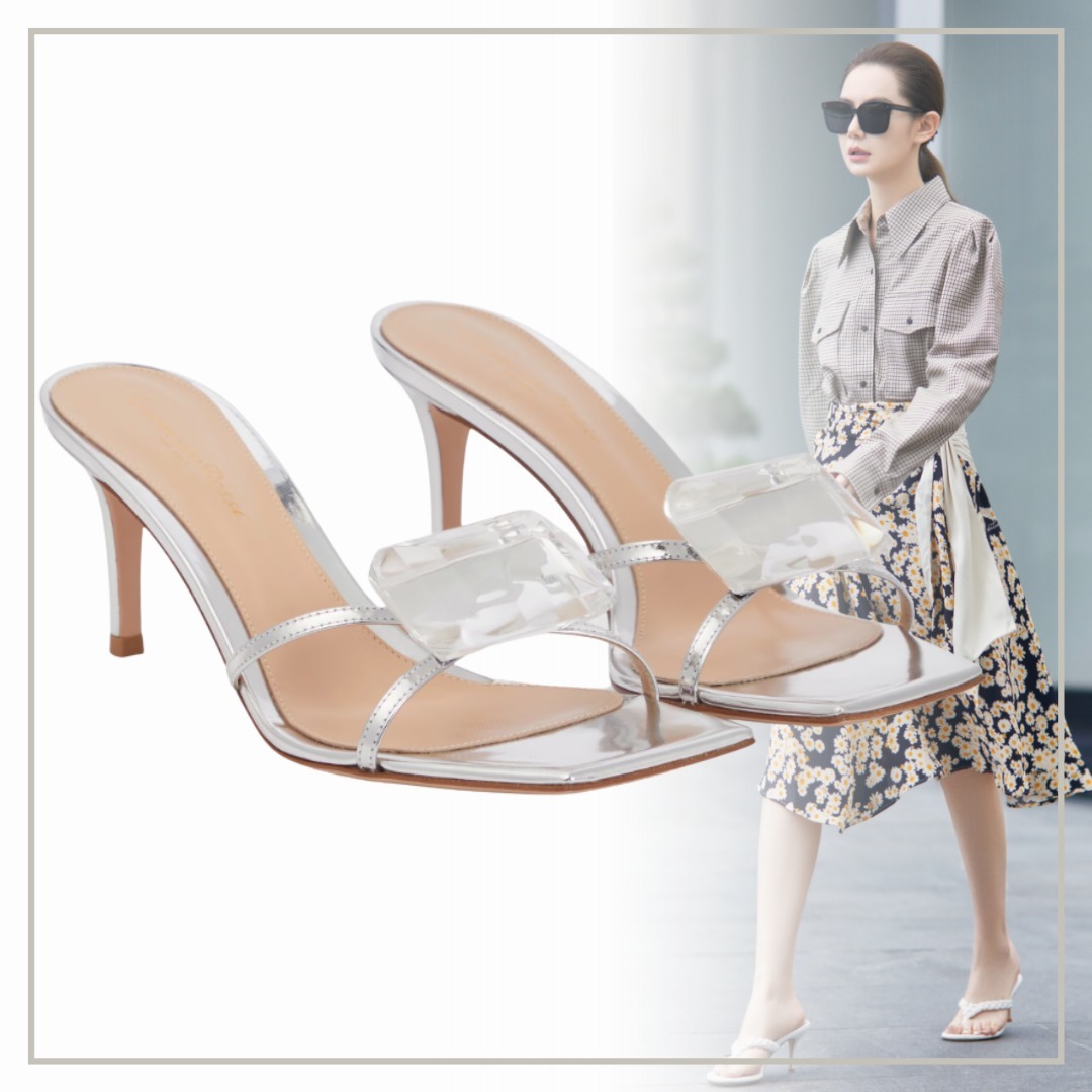 【完売必至】Gianvito Rossi Jaipur クリスタル レザーミュール