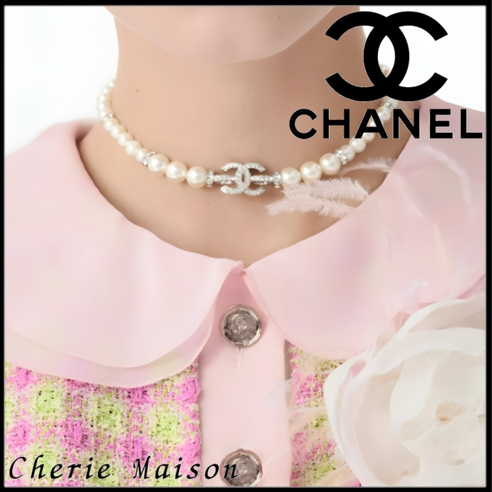 【エレガントに決まる】CHANEL パールネックレス CCマーク