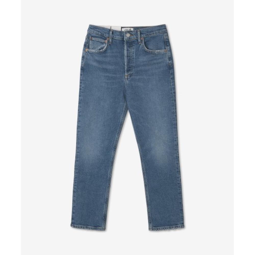 パンツ AGOLDE Riley High Rise Straight Crop Denim Pants Light Blue