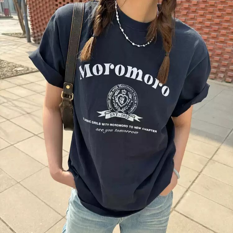 カジュアル 半袖 ルーズ アメリカンプリント ロゴ Tシャツ