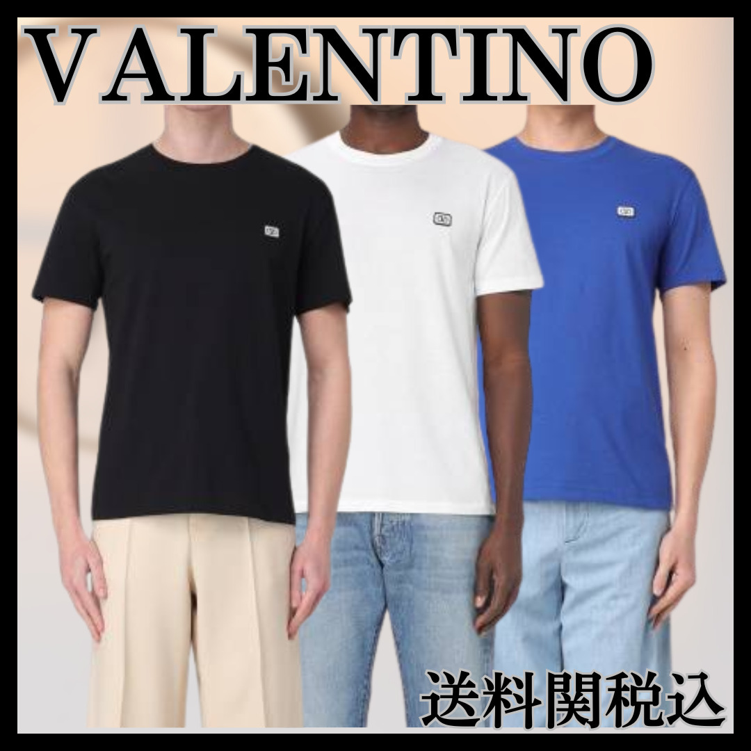 【国内発送】VALENTINO Vロゴパッチ コットン Tシャツ