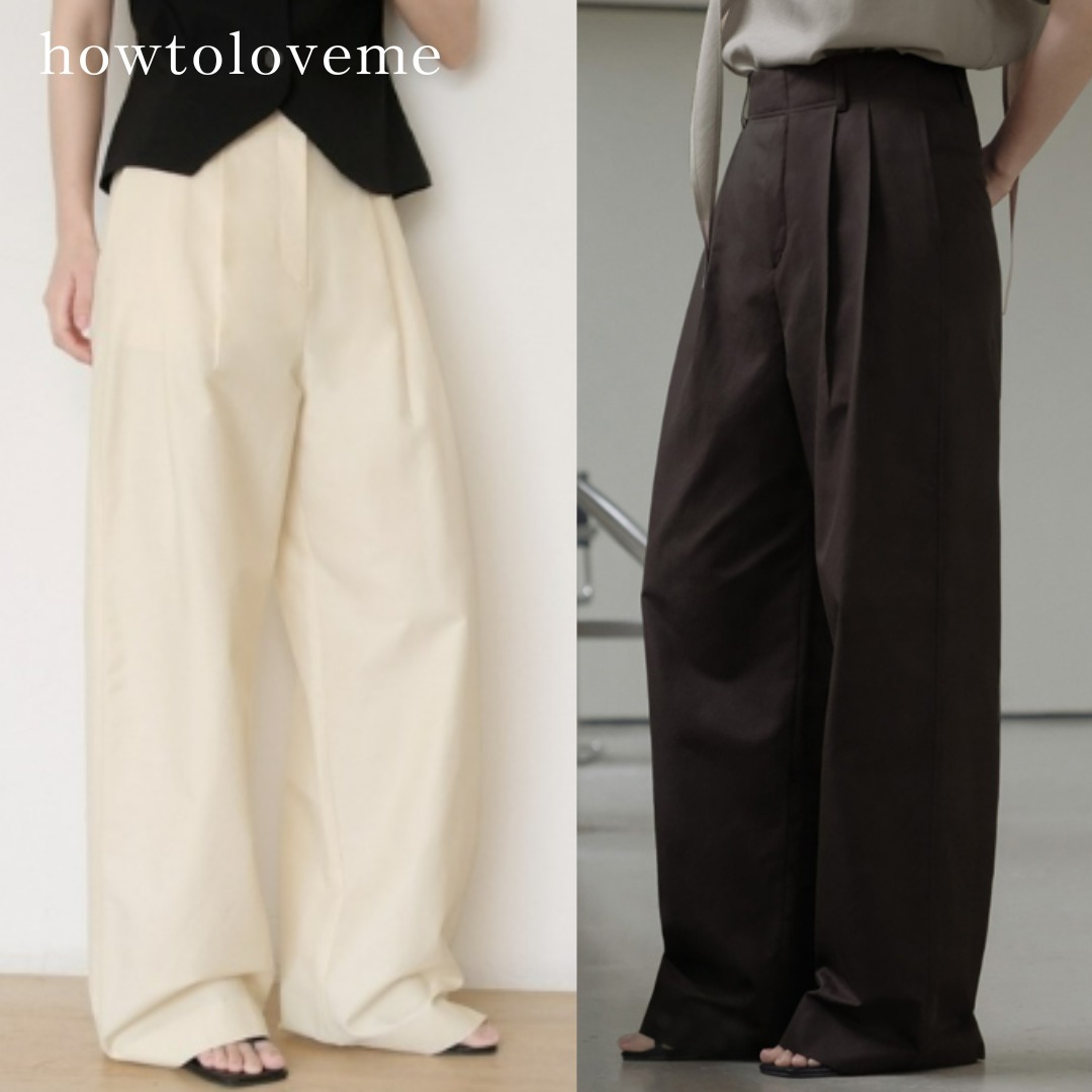 【howtoloveme】ルメル ナイロン ワイド ツータック パンツ