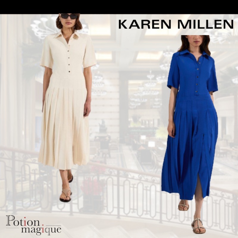 ★Karen Millen★ テーラードクレーププリーツシャツドレス