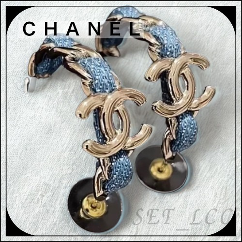 【希少デニム】CHANEL シャネル デニム×ゴールド フープピアス