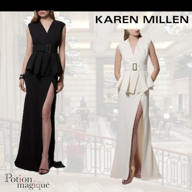 ★Karen Millen★ ソフト ベルトペプラムテーラードドレス
