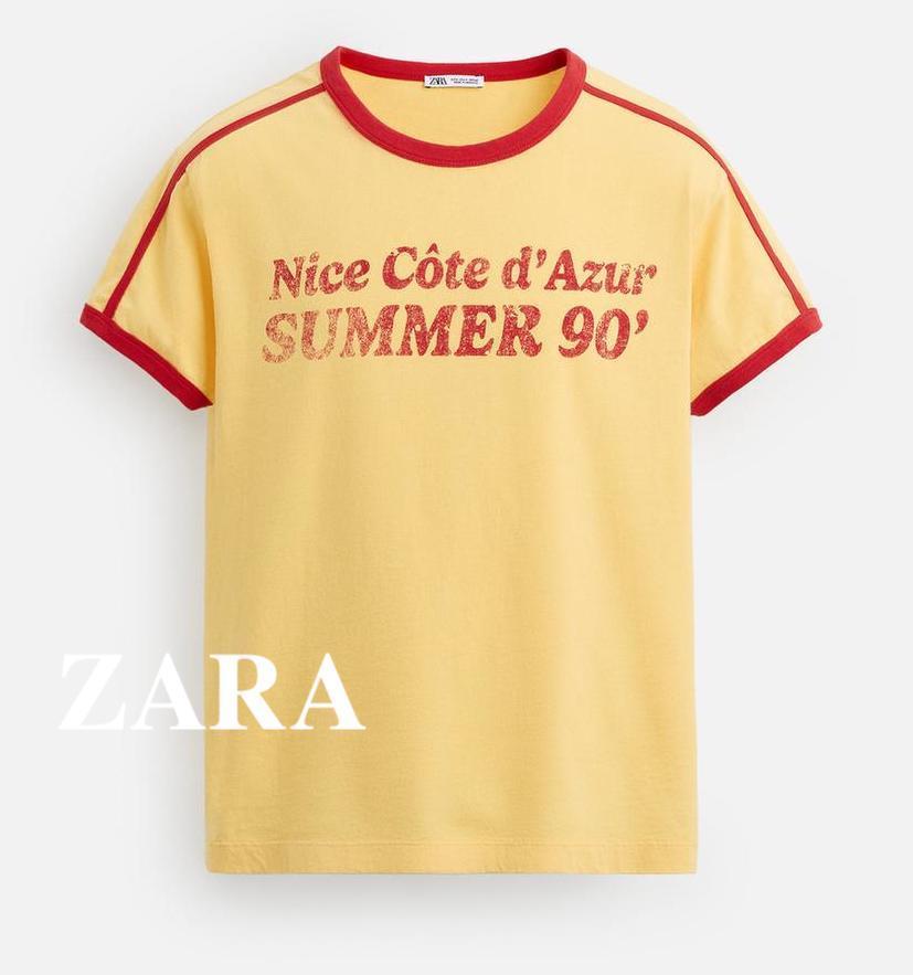 ★ドイツ発*ZARA*新作*コントラストトリムTシャツ/YELLOW★