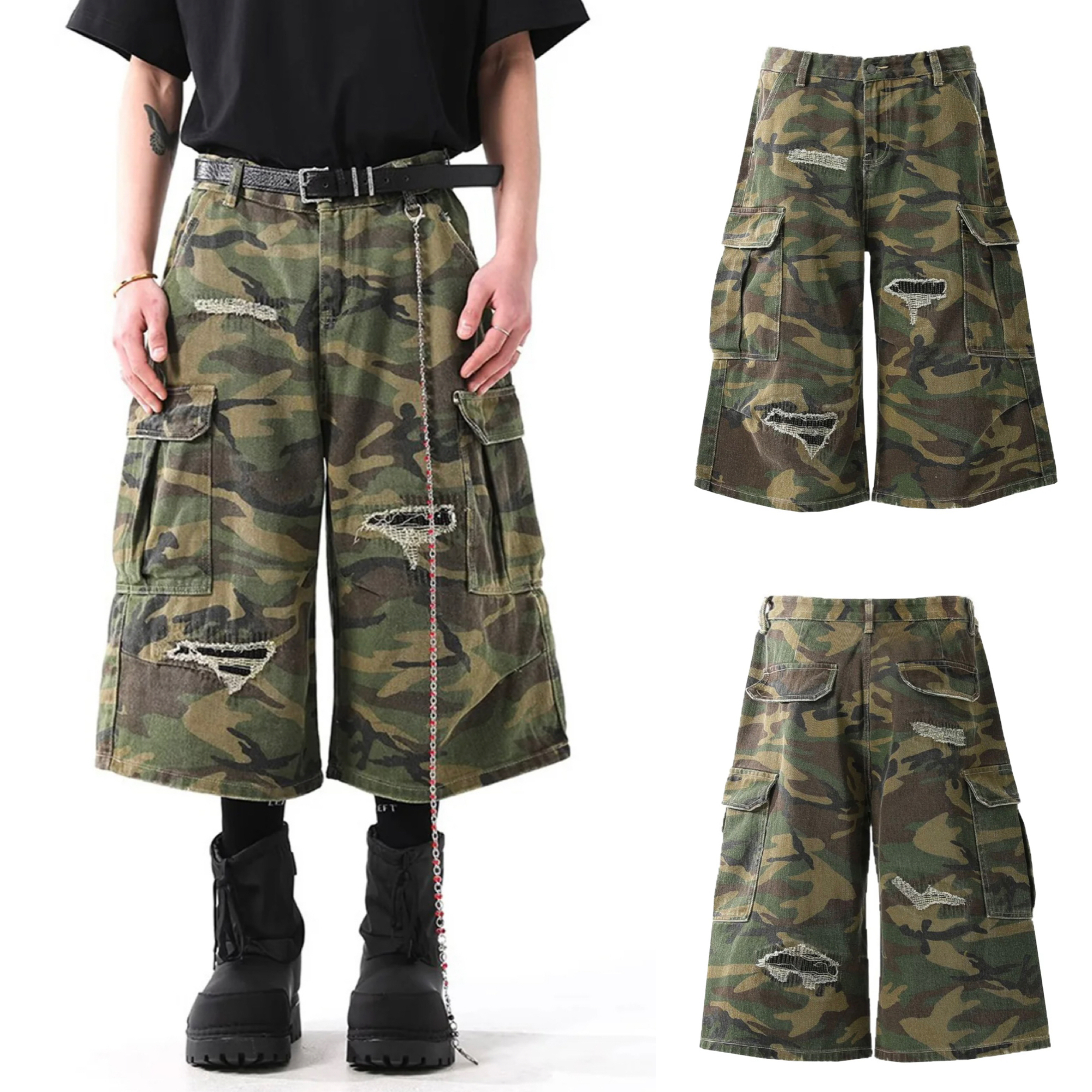 国内で当店のみ Supermade - CAMOUFLAGE CROPPED JORTS - 2387
