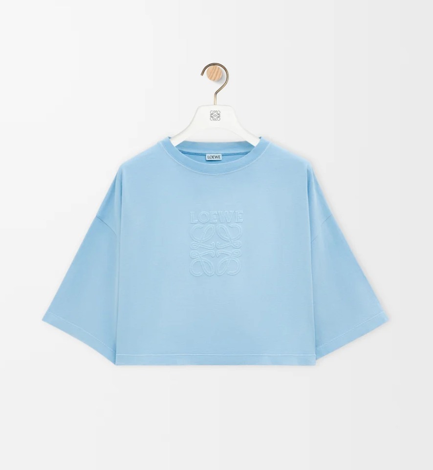 【LOEWE】 ロエベ 刺繍入り クロップド丈 Tシャツ コットン 半袖