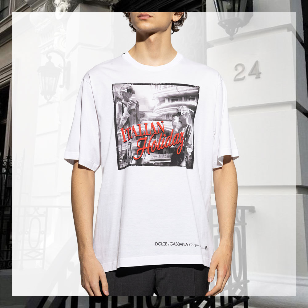 Dolce & Gabbana WHITE T-SHIRT WITH PRINT プリント Tシャツ