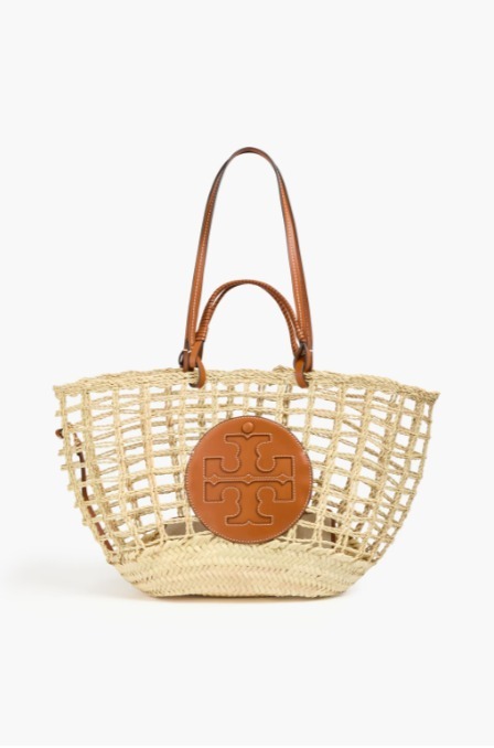 TORY BURCH Ella ストロー トートバッグ レザートリム