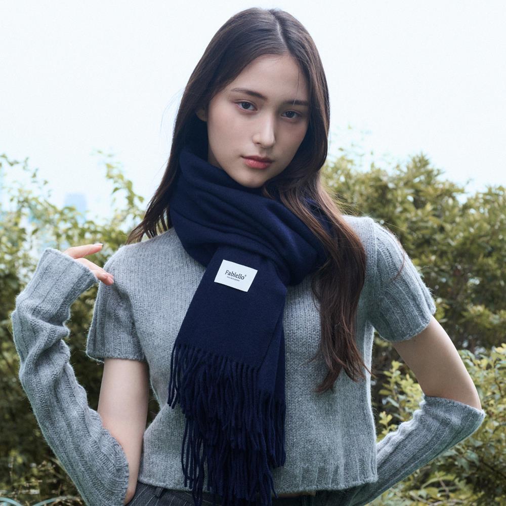 マフラー・ストール FABIELLO Wool touch estoni muffler (navy)