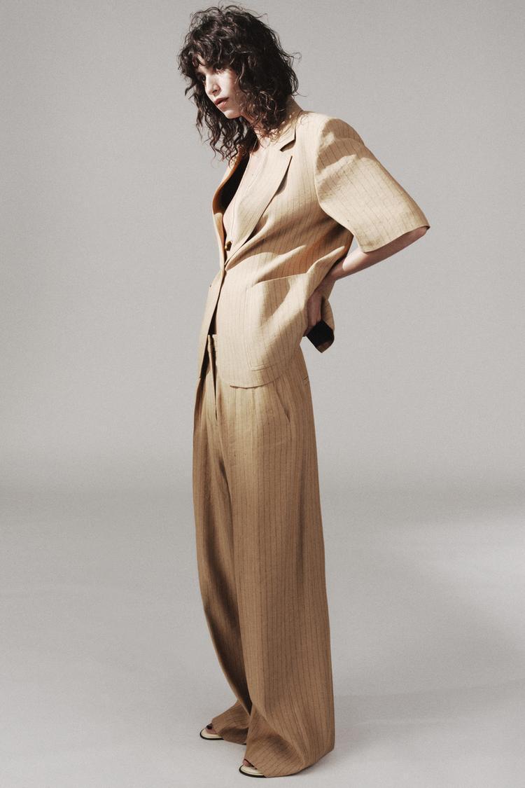 【ZARA】リネンストライプ柄ブレザー ZW COLLECTION3746/665/743