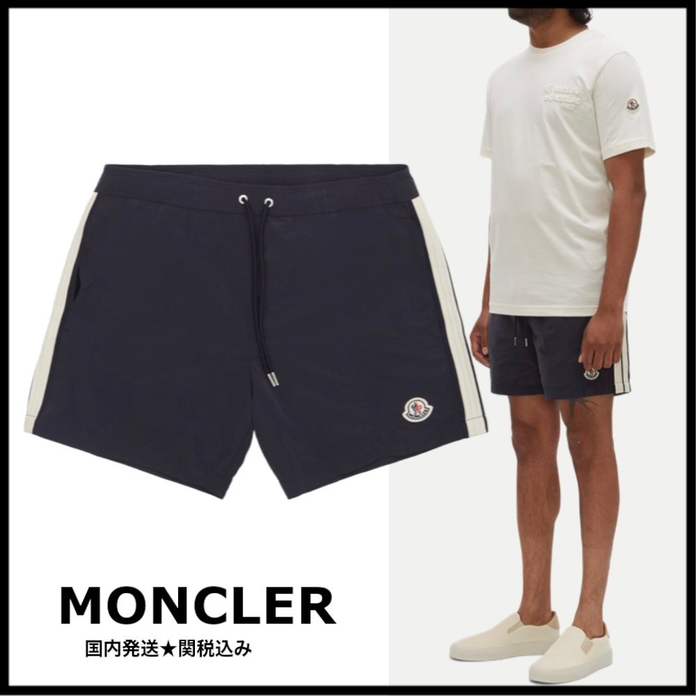 関税込み【MONCLER】モンクレールロゴ スイムショーツ 水着