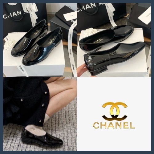 【艶めく美しさ◎】CHANEL エナメルブラックローファー