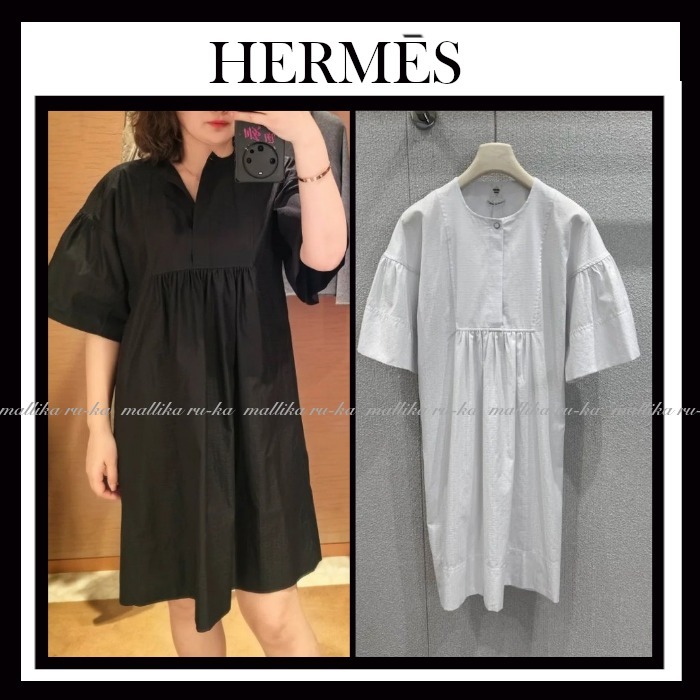 上品シルエット☆【HERMES】ボヘミアン ドレスワンピース