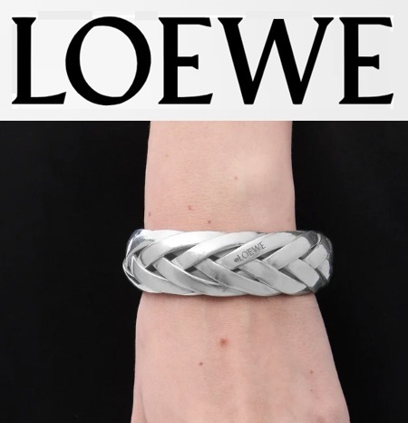 LOEWE スターリングシルバーの大きな編み込みカフ