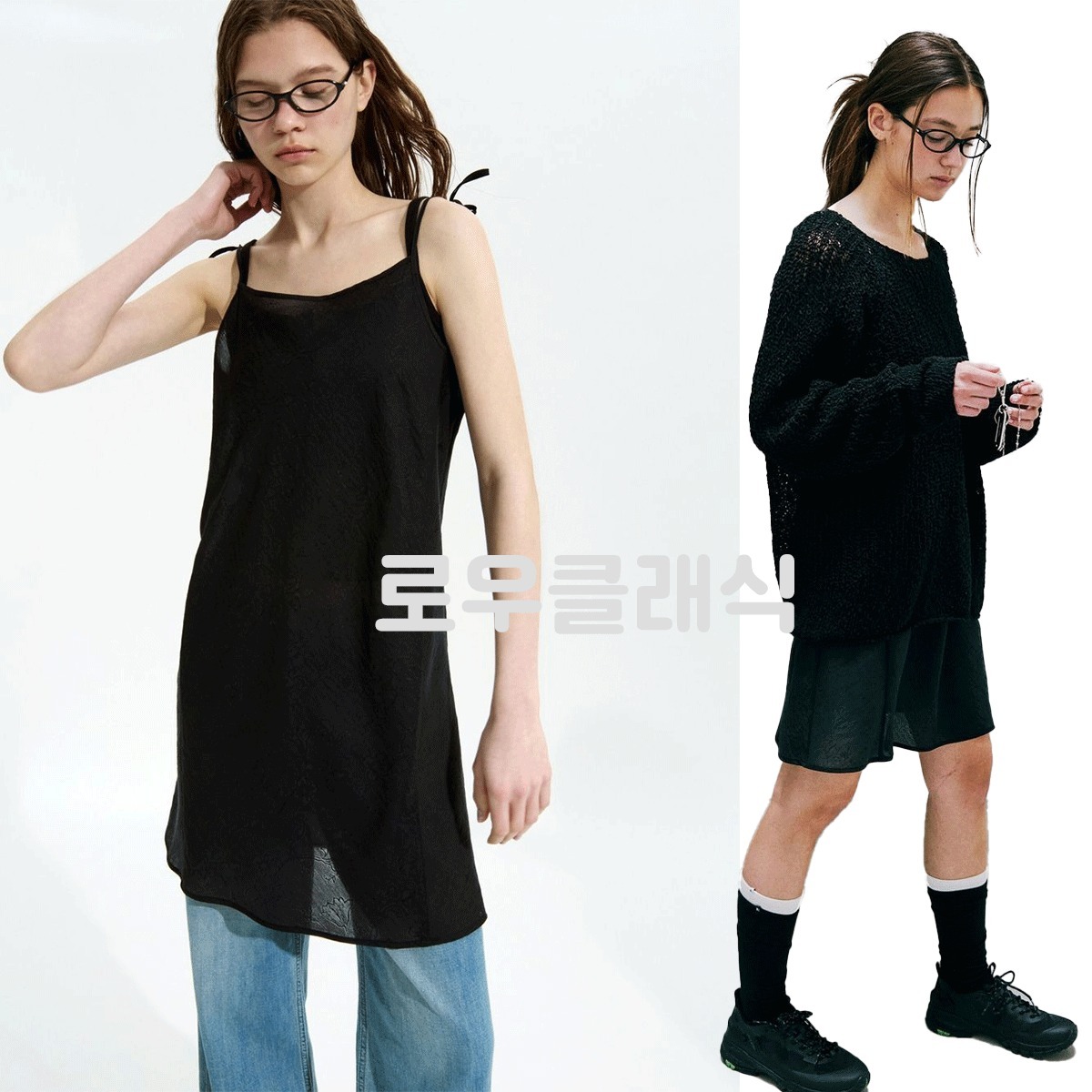 [LOW CLASSIC] / ☆ 25SS SILKY FLORAL LAYERED DRESS / BLACK