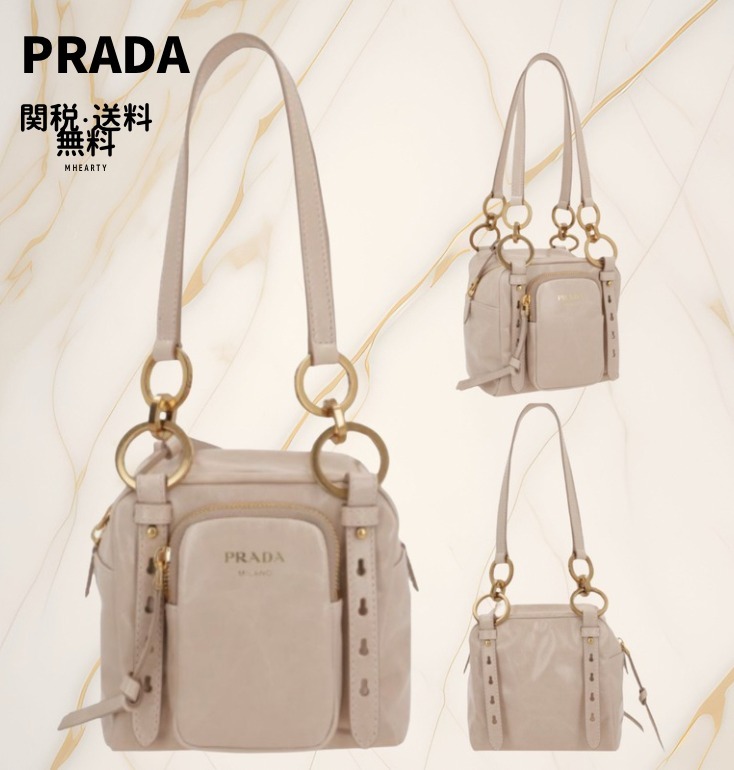 PRADA ダングル レザー トップハンドル ミニバッグ【関送込み】