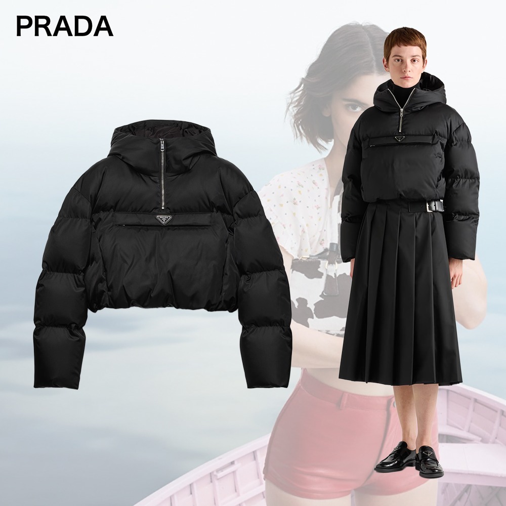 【希少】PRADA Re-Nylon クロップド ダウン ジャケット ブラック