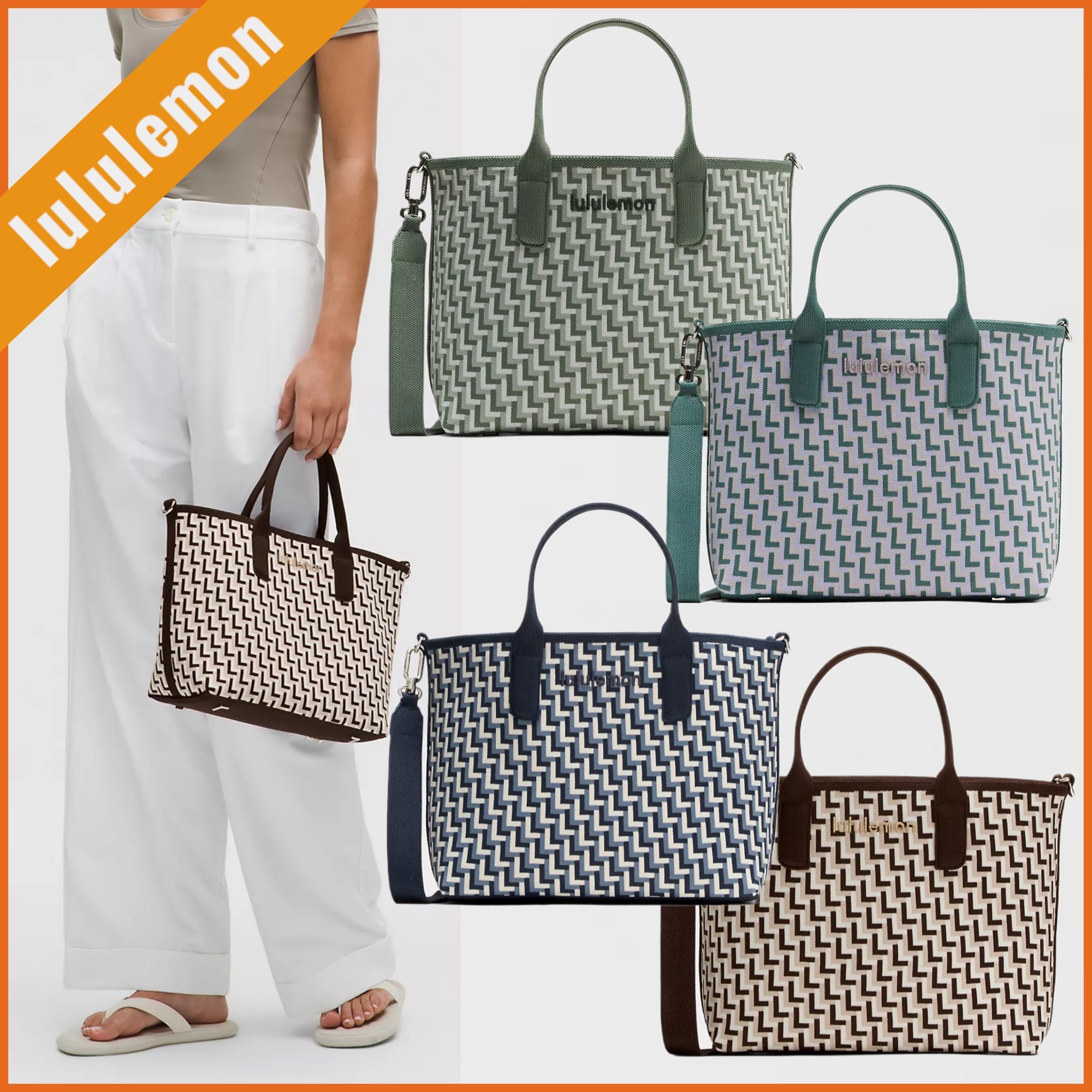 lululemon☆ストラップ付♪ ニット スモールトートバッグ 8L