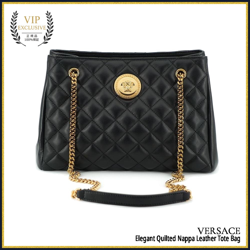 【VIP価格】VERSACE Elegant Quilted Nappa Leather Tote Bag