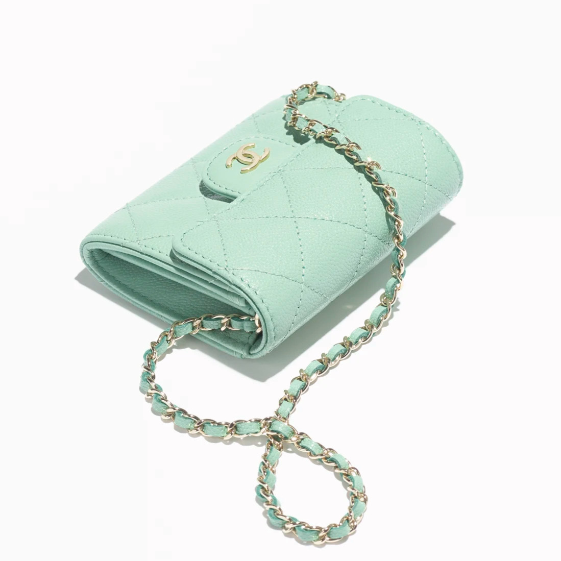 《ミントカラー可愛い》CHANEL 25S クラシック チェーンクラッチ