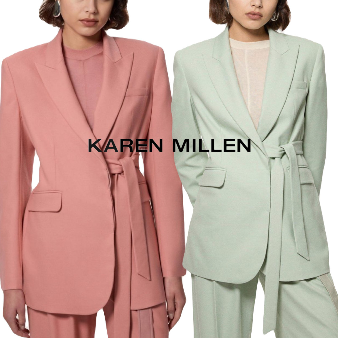 英国【Karen Millen】タイバック シングルブレスト ブレザー