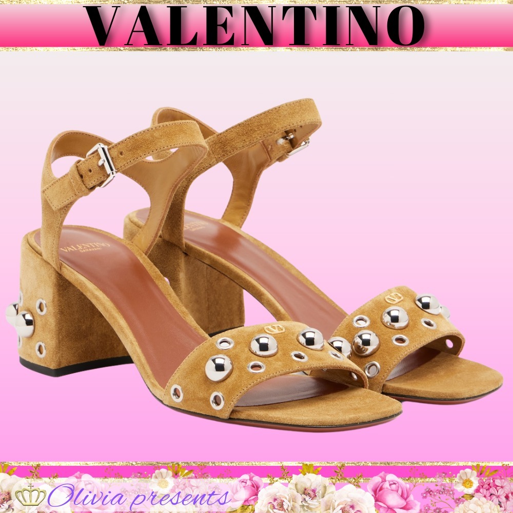 VALENTINO＞＞ネルコート 60 スタッズ スエード サンダル
