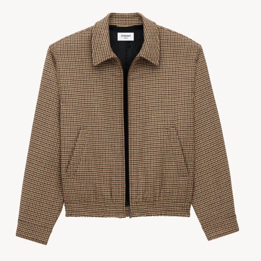 Saint Laurent FALL25《パデッドジャケット》千鳥格子 DHL 直営