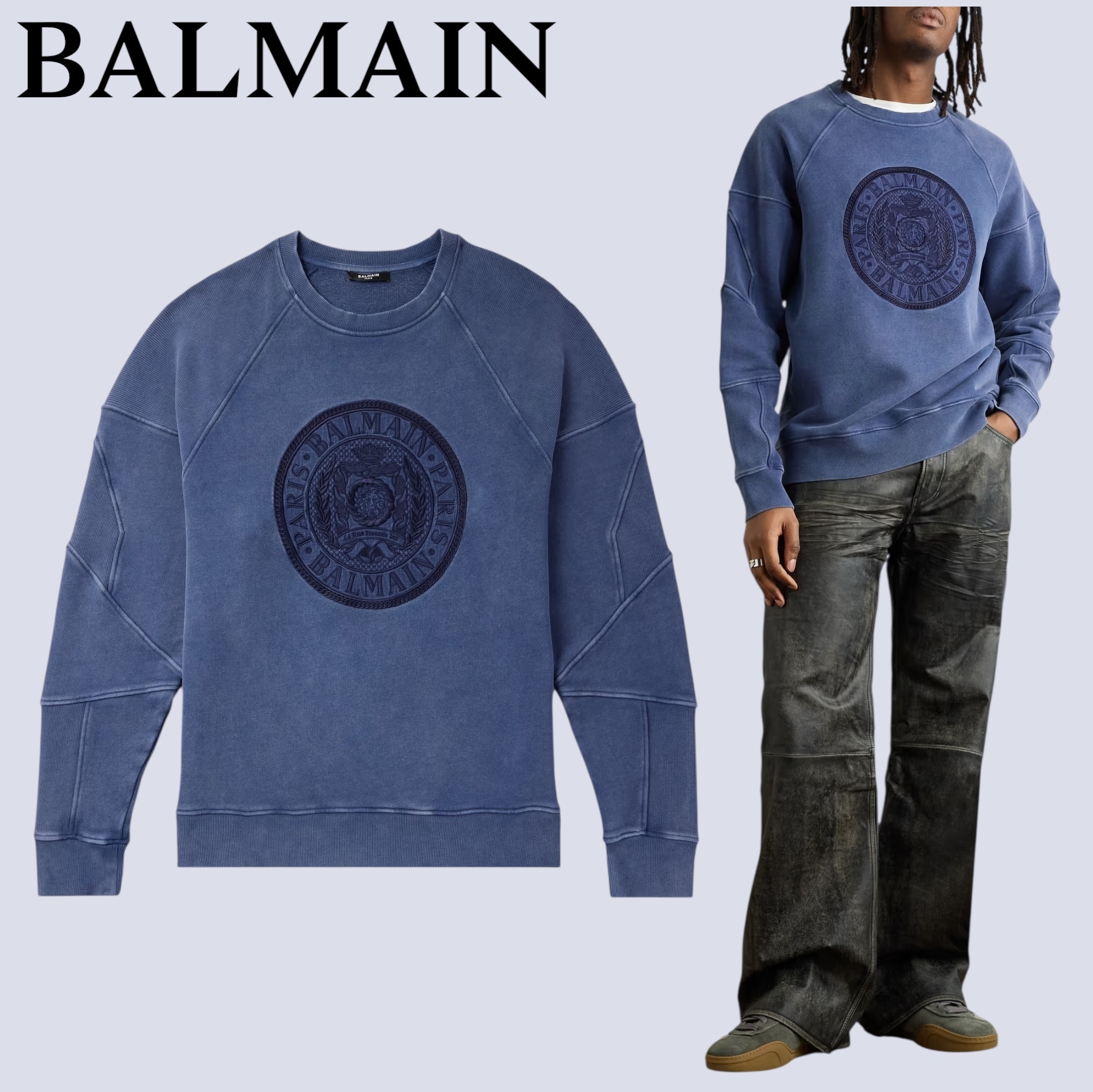 BALMAIN♡ コットンジャージー スウェットシャツ ロゴ