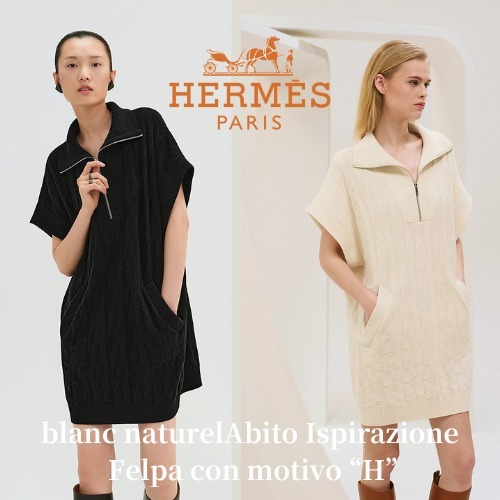 新作！ *HERMES* Hロゴ ウールニットスウェットシャツワンピース