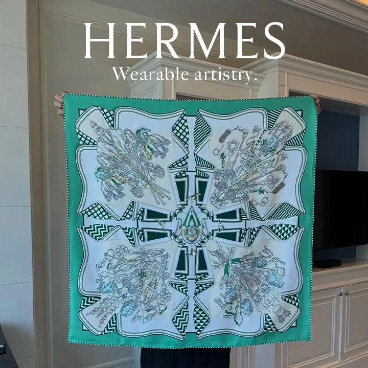 *エレガンス漂う*【HERMES】シルクスカーフ 70 Bouquets Sellier