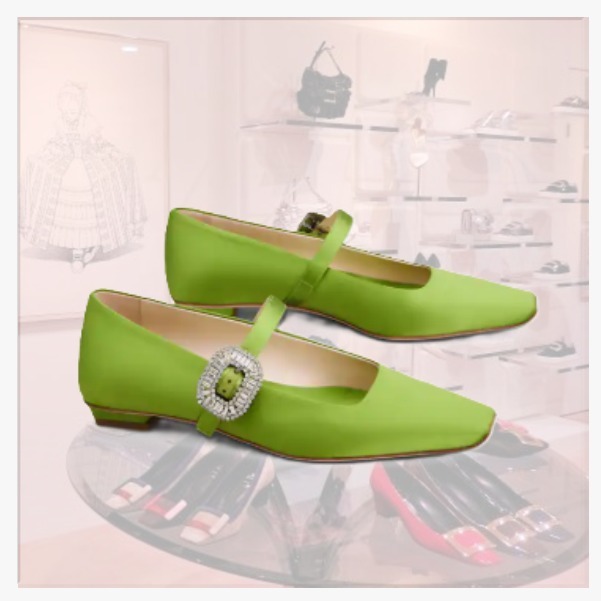 [Roger Vivier] ストラップ付きサテンバレエフラット