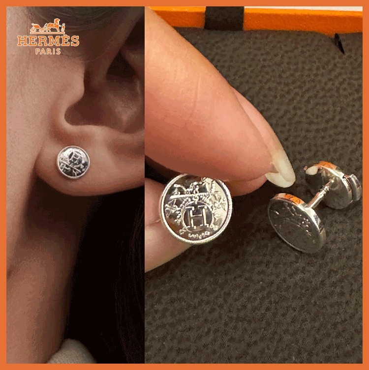 【シンプルで長く愛用できる☆】HERMES ピアス エクスリブリス