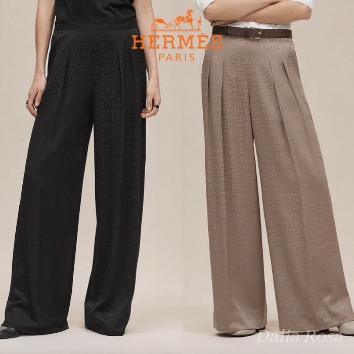 艶やかモダン美【HERMES】モザイク柄ジャカードパンツ