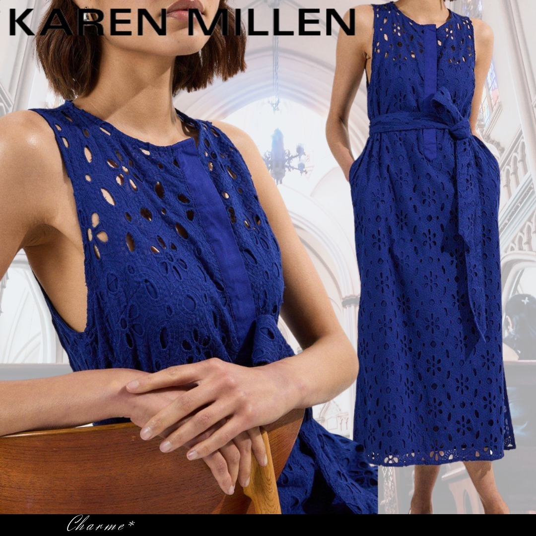 KAREN MILLEN ミディドレス ワンピース 花柄 フレア コットン