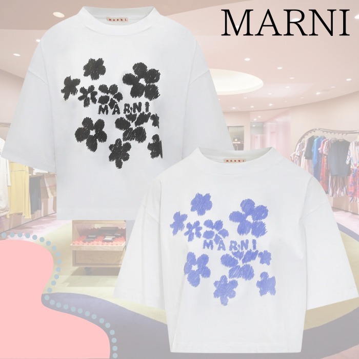 関税込★VIP価格【MARNI】プリント ジャージーコットンTシャツ