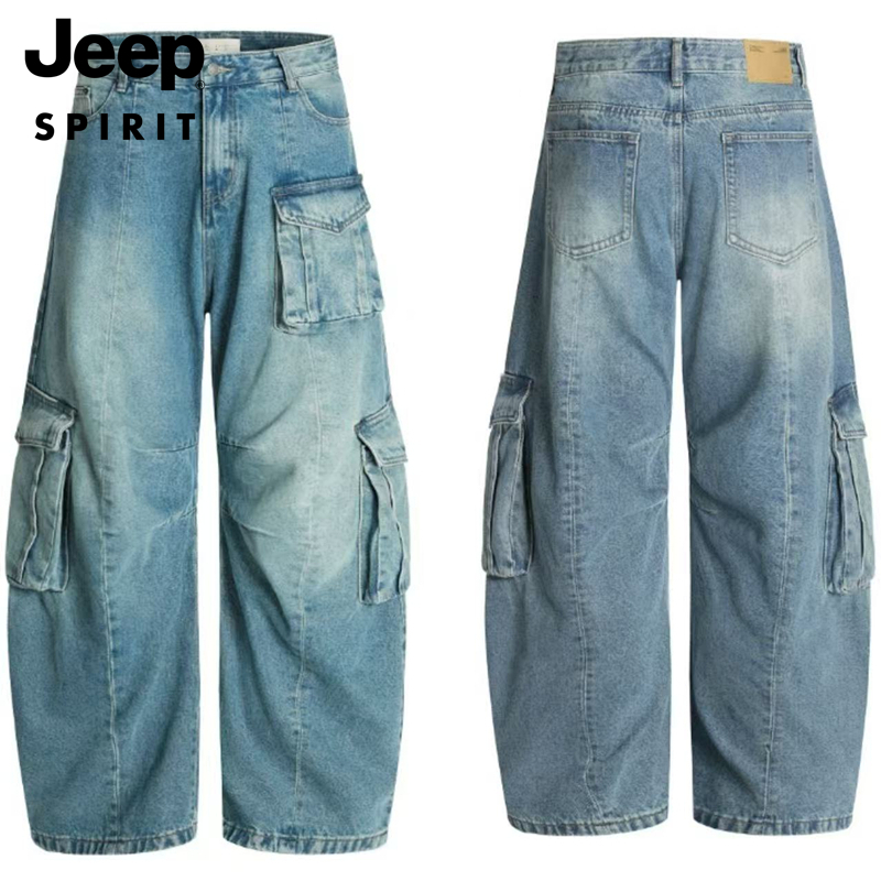 jeep ワイドデニムパンツ ストリートウォッシュドポケット