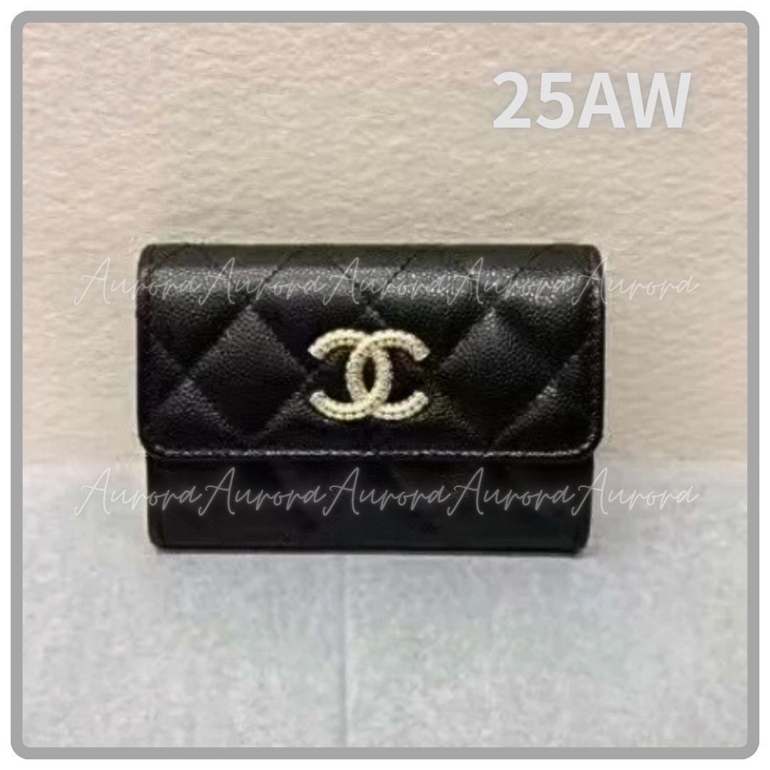25A_洗練ブラック_CHANEL_カードケース_財布_コイン_キャビア
