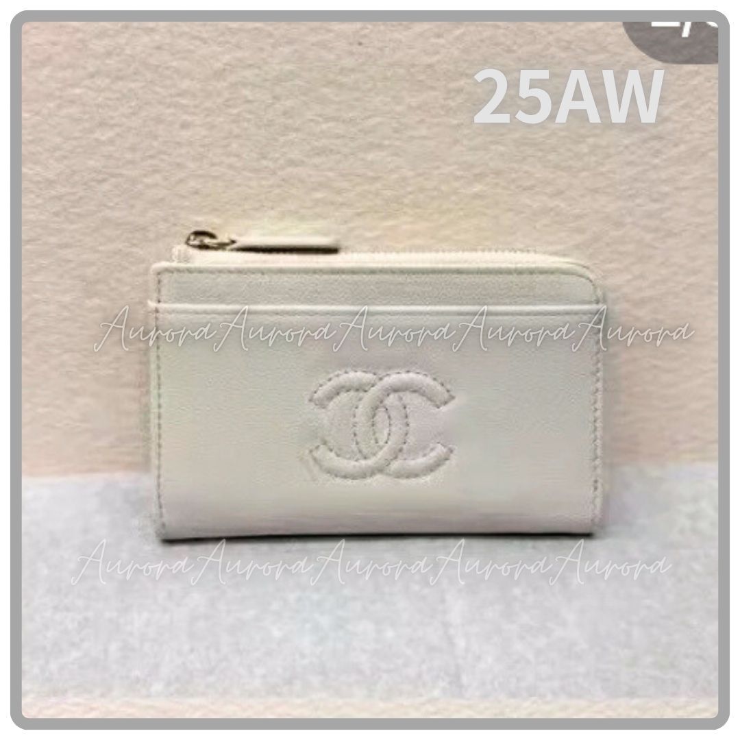 25A_ホワイト×復刻ロゴ_CHANEL_フラグメント_財布_カードケース
