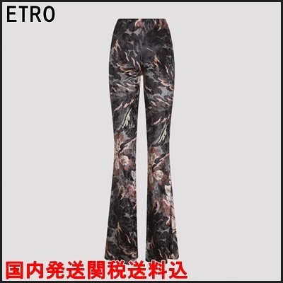 国内発 ETRO フローラルベルベットフレアパンツ