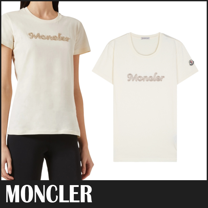 ☆送料関税込☆MONCLER ロゴ 刺繍 コットン 半袖 Tシャツ