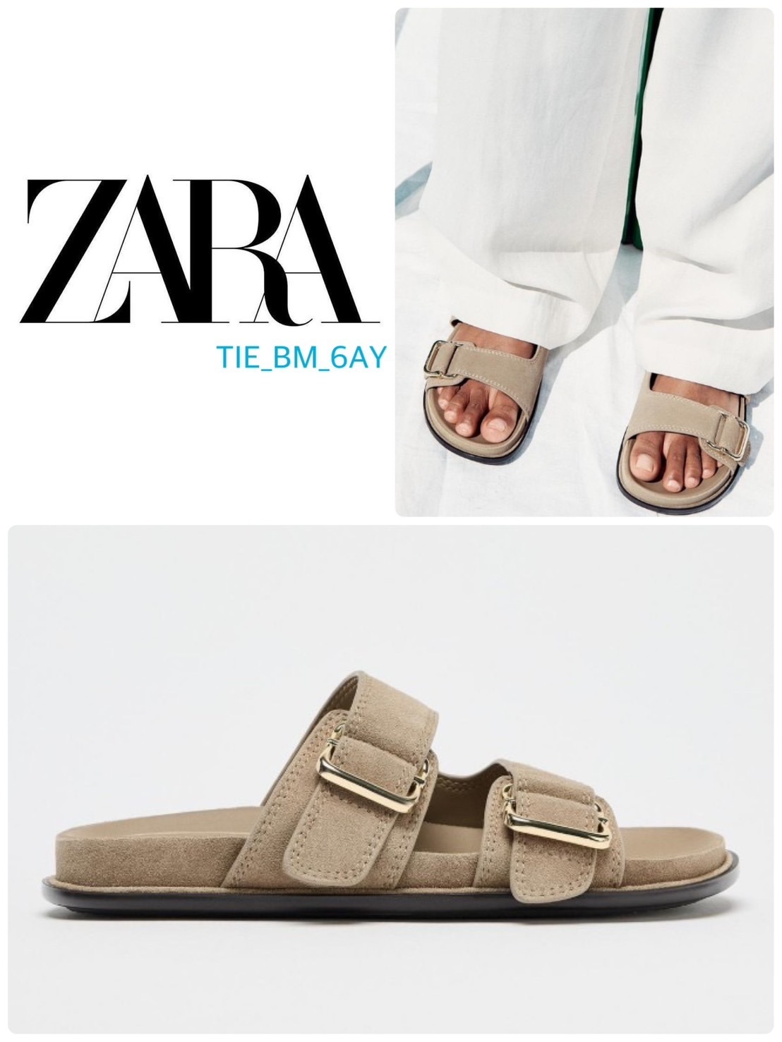スペイン発送 ZARA スエードフラットサンダル 上品カジュアル